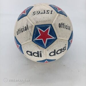Vintage 1980s Adidas Comet Soccer Ball – Made in Korea – Red Star Logos